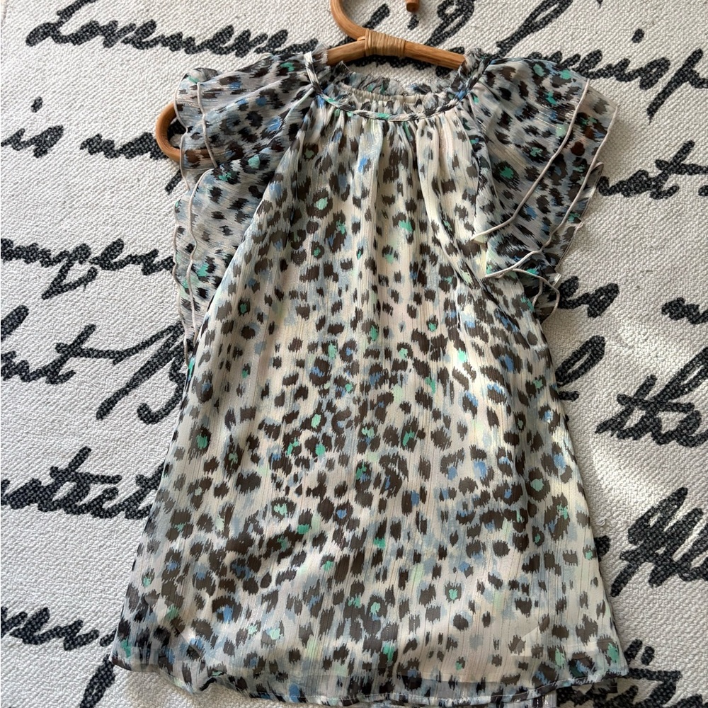 LOFT Petite Floral Print Blouse in Mint, Blue, Taupe